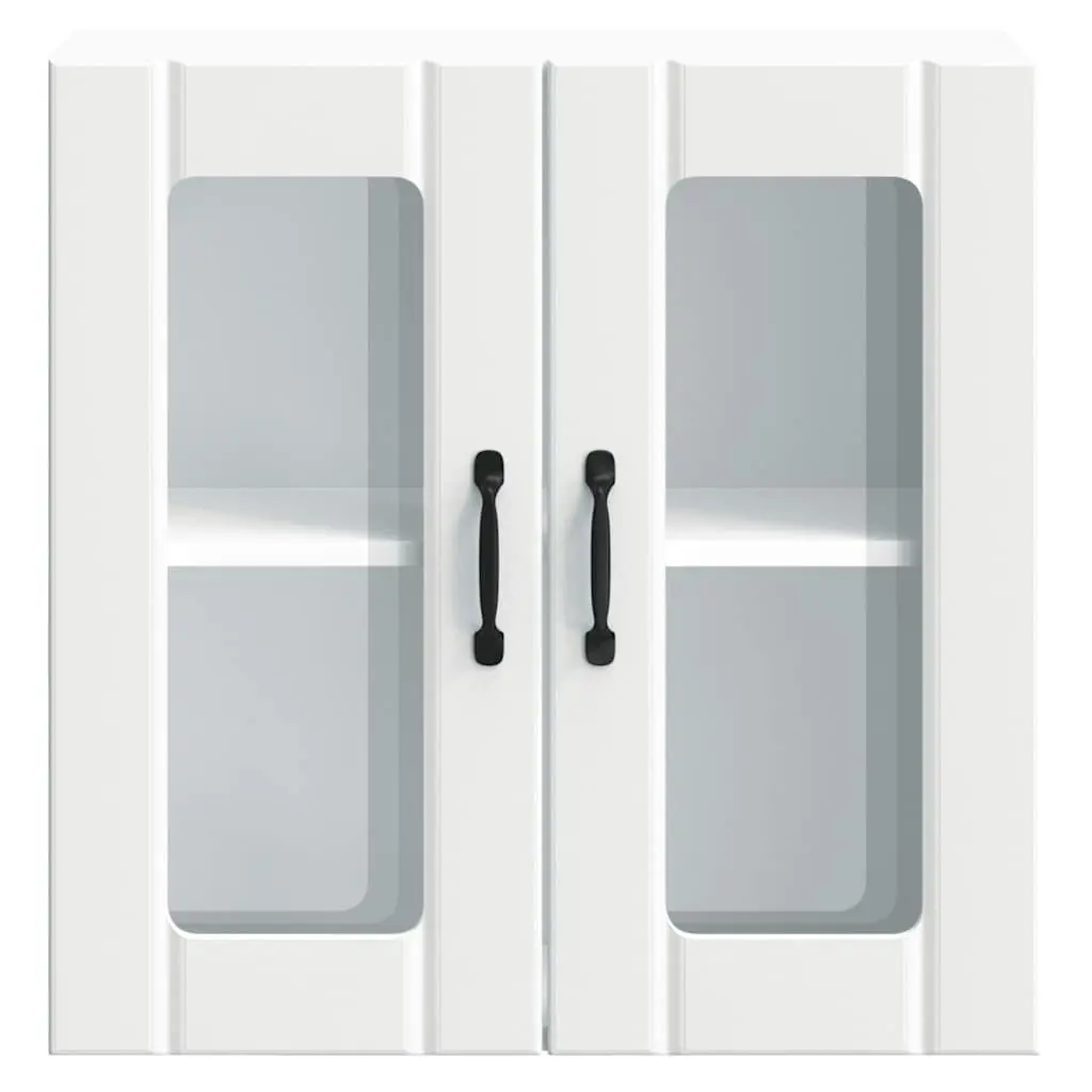 Kitchen Cabinet Engineered Wood Wall-Mounted Storage White Glass Door