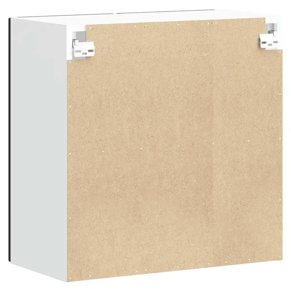 Wall-Mounted Cabinet Black Engineered Wood Kitchen Storage Organiser with Glass Door
