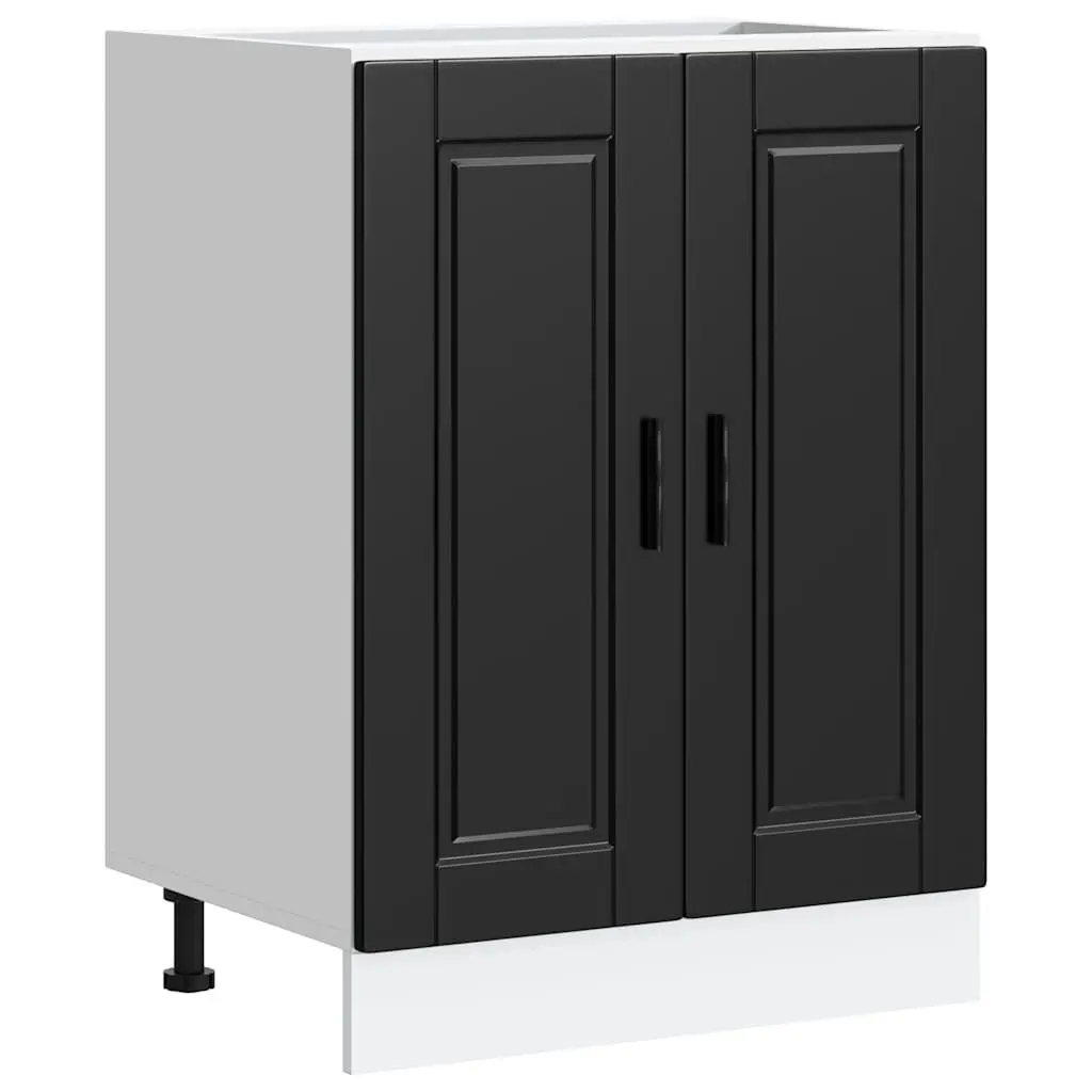 Kitchen Base Cabinet Black Engineered Wood Storage Unit Adjustable Feet