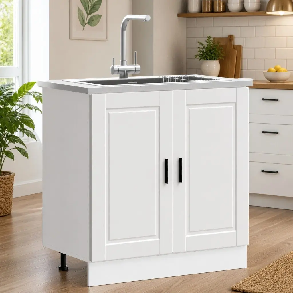 Sink Base Cabinet Engineered Wood 80W x 46D x 81.5H cm White