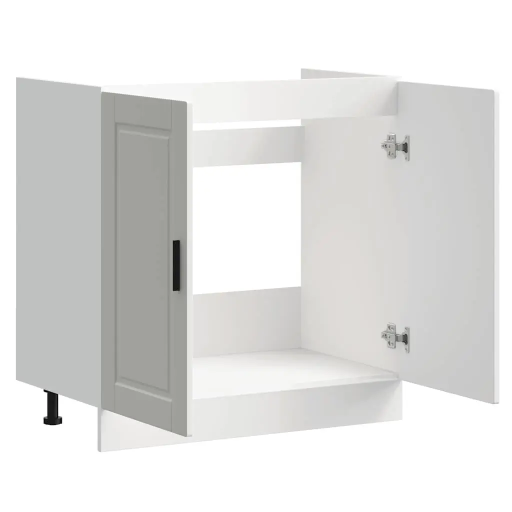 Kitchen Cabinet Sink Base Storage Engineered Wood White High Gloss 80x46x81.5cm Adjustable Feet Concealed Doors