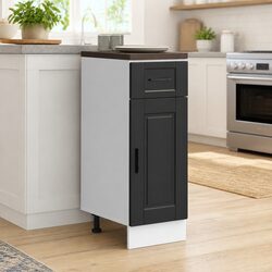 Functional Black Engineered Wood Kitchen Cabinet