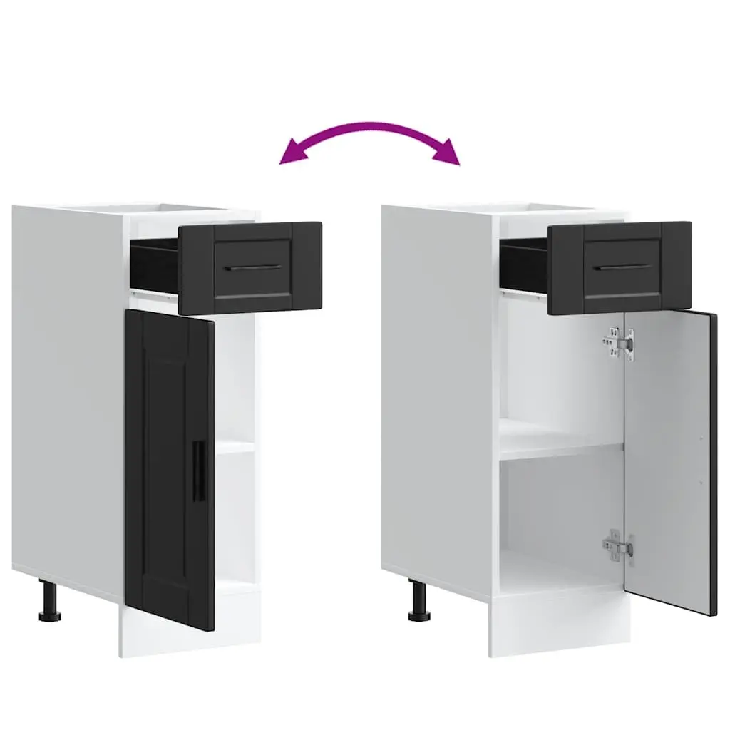 Black Kitchen Storage Cabinet Engineered Wood Base Cupboard Adjustable Feet