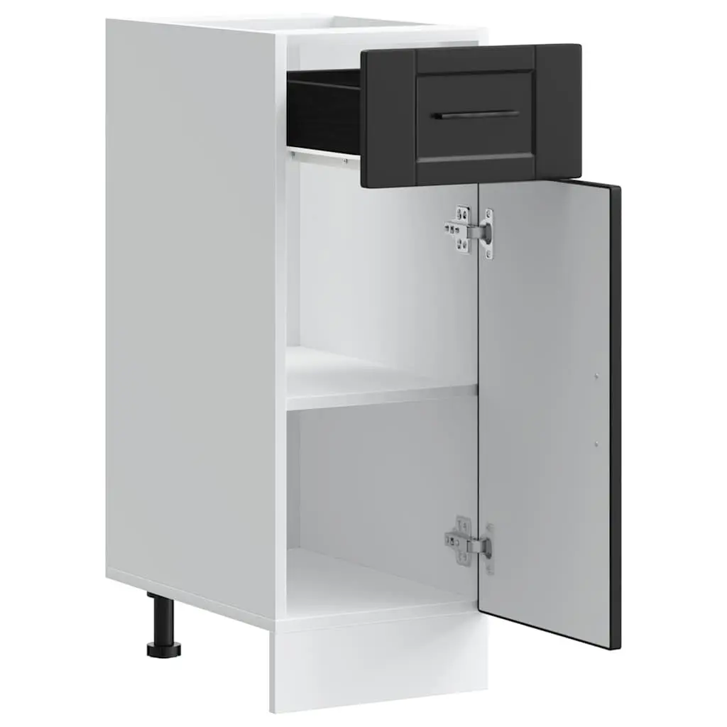 Black Kitchen Storage Cabinet Engineered Wood Base Cupboard Adjustable Feet