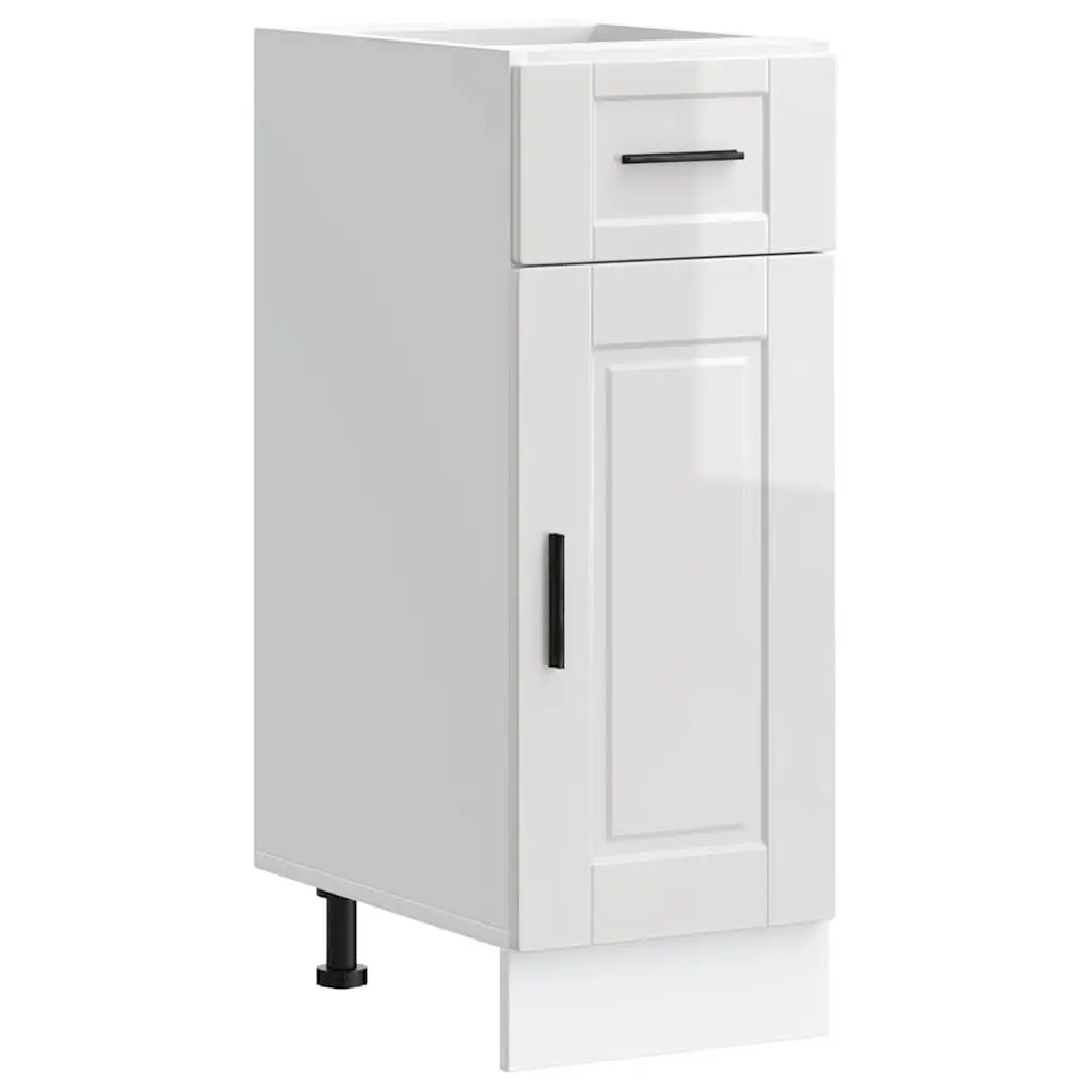 Kitchen Base Cabinet Storage Unit White Gloss Engineered Wood Adjustable Feet