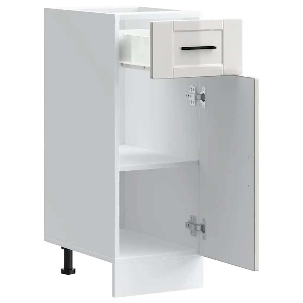 Kitchen Base Cabinet Storage Unit White Gloss Engineered Wood Adjustable Feet