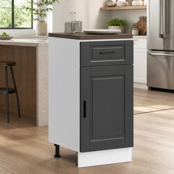 Functional Black Engineered Wood Kitchen Cabinet Unit