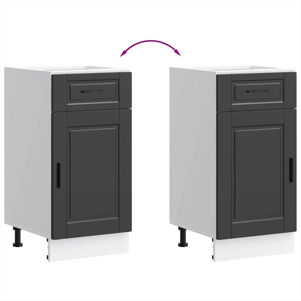 Kitchen Base Cabinet Engineered Wood Black