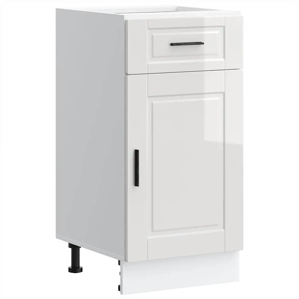 Kitchen Base Cabinet Engineered Wood White High Gloss Storage Cupboard