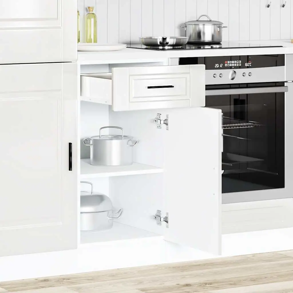 Kitchen Base Cabinet Engineered Wood White High Gloss Storage Cupboard