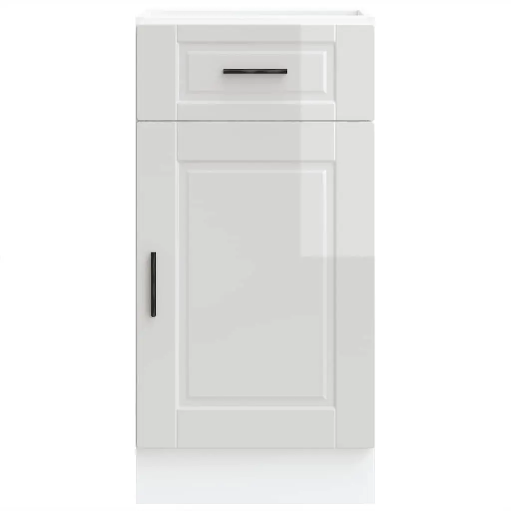 Kitchen Base Cabinet Engineered Wood White High Gloss Storage Cupboard