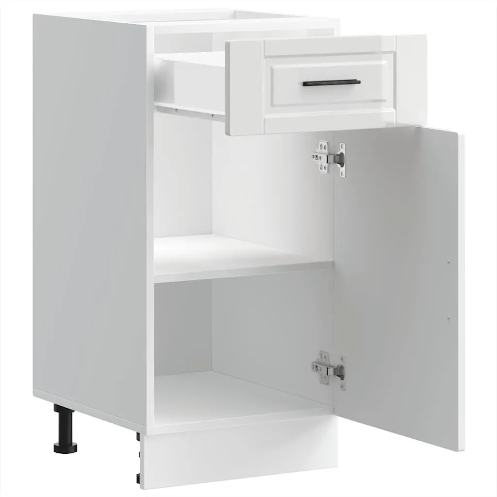 Kitchen Base Cabinet Engineered Wood White High Gloss Storage Cupboard