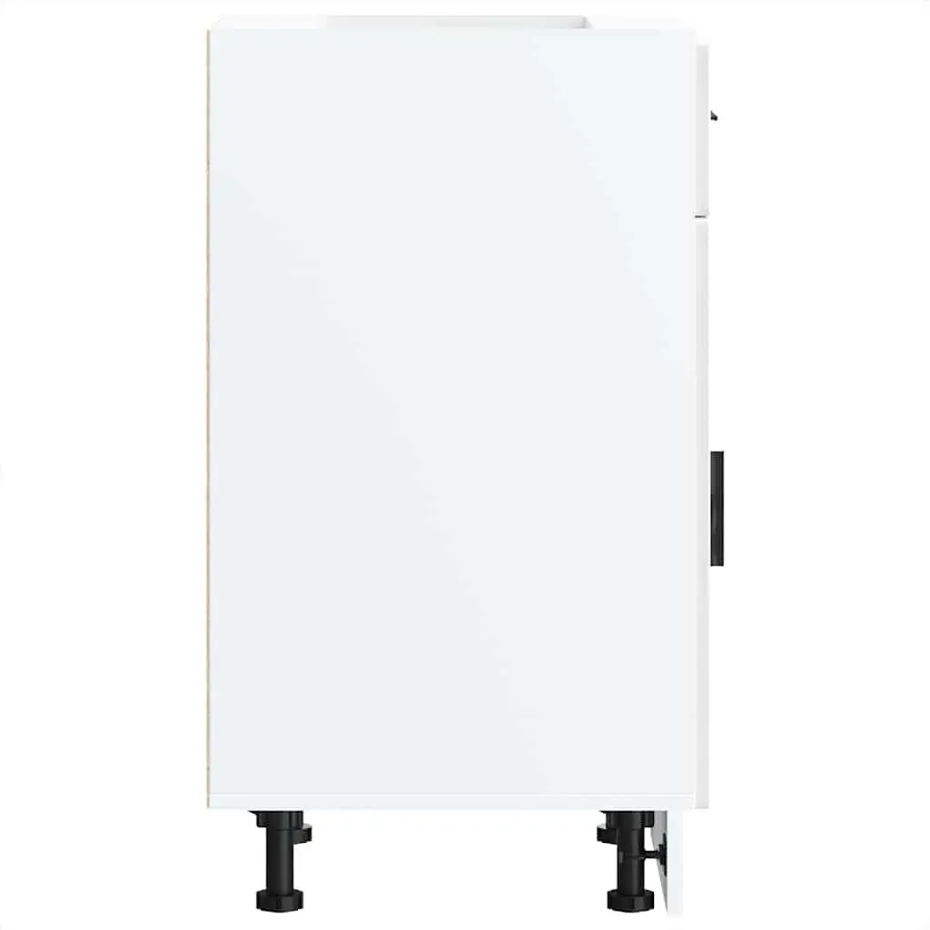 Kitchen Base Cabinet Engineered Wood White High Gloss Storage Cupboard