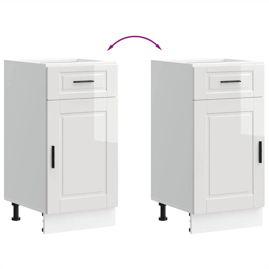 Kitchen Base Cabinet Engineered Wood White High Gloss Storage Cupboard