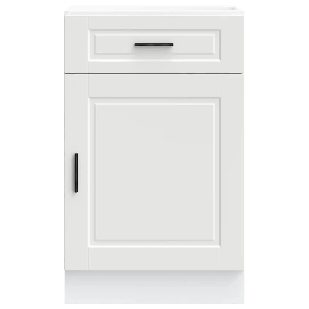 Kitchen Base Cabinet White Engineered Wood Storage Cupboard with Doors