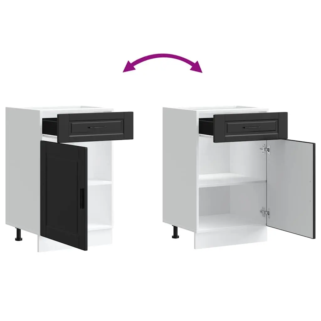 Kitchen Base Cabinet Engineered Wood Adjustable Feet Black