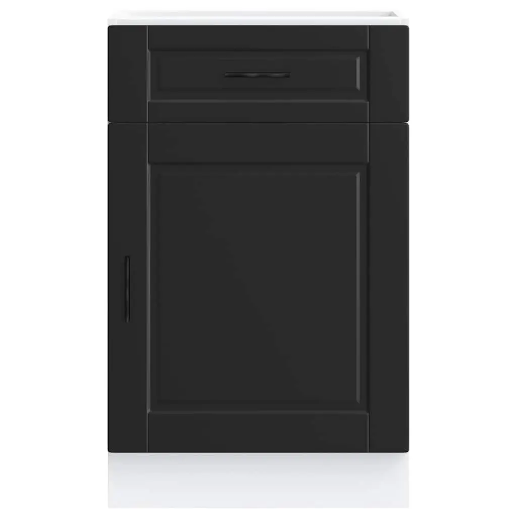 Kitchen Base Cabinet Engineered Wood Adjustable Feet Black