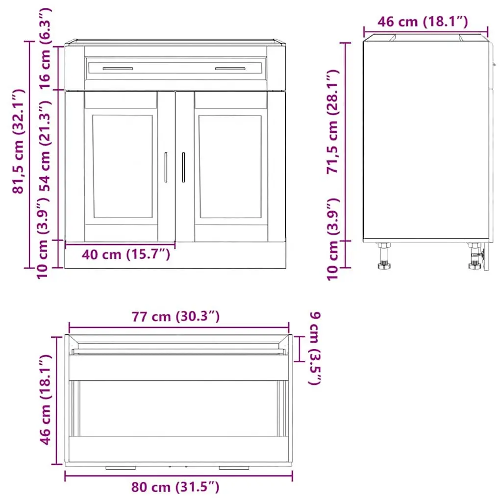 Kitchen Base Cabinet White Engineered Wood Storage Cupboard Furniture Door