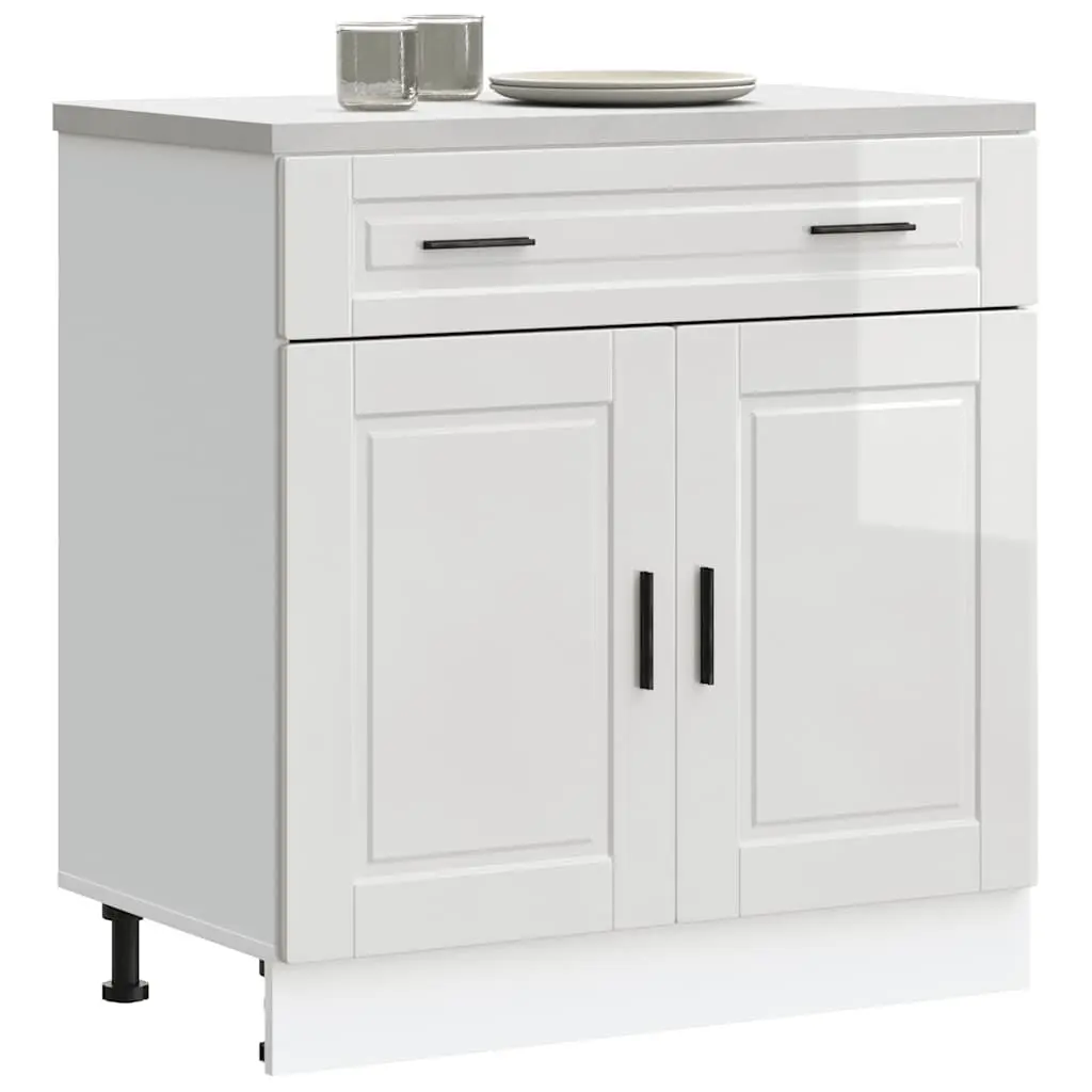 White High Gloss Base Cabinet for Kitchen Use
