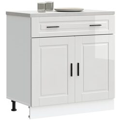Functional White High Gloss Base Cabinet for Kitchen Use