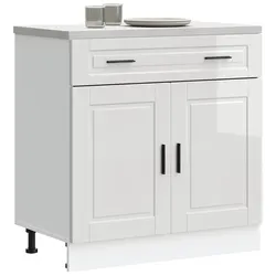 Functional White High Gloss Base Cabinet for Kitchen Use