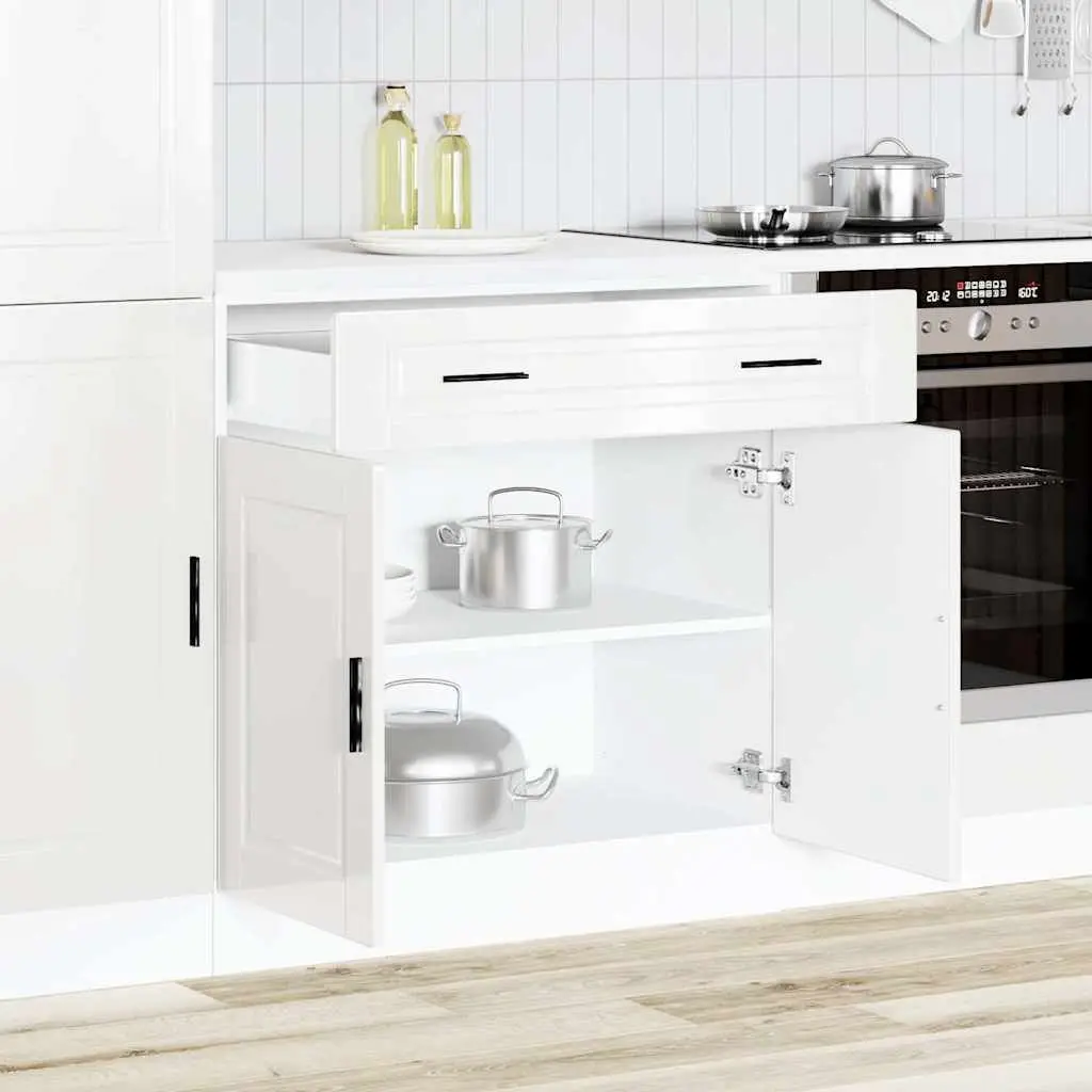 White High Gloss Base Cabinet for Kitchen Use