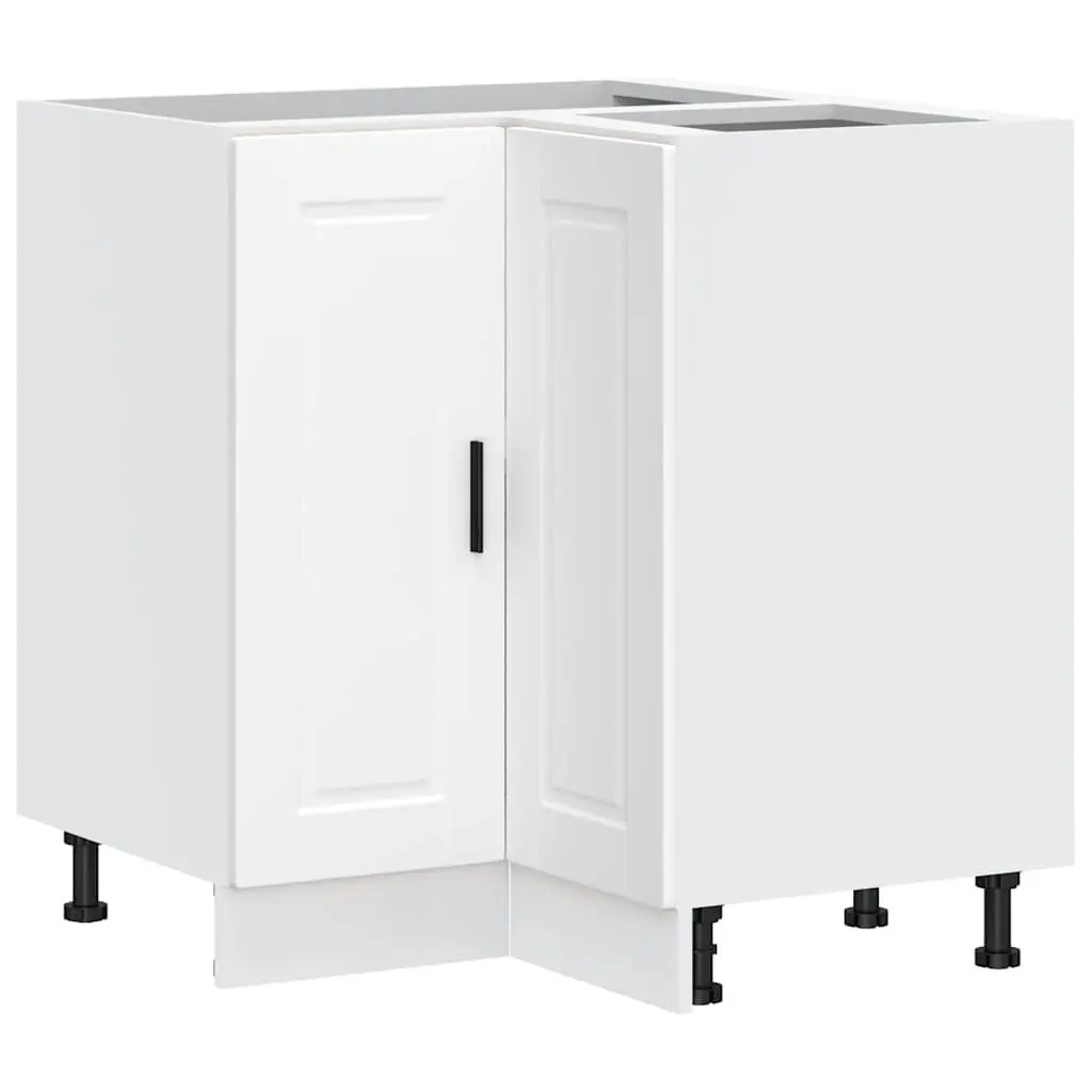 Kitchen Corner Base Cabinet White Engineered Wood Storage Cupboard Organizer