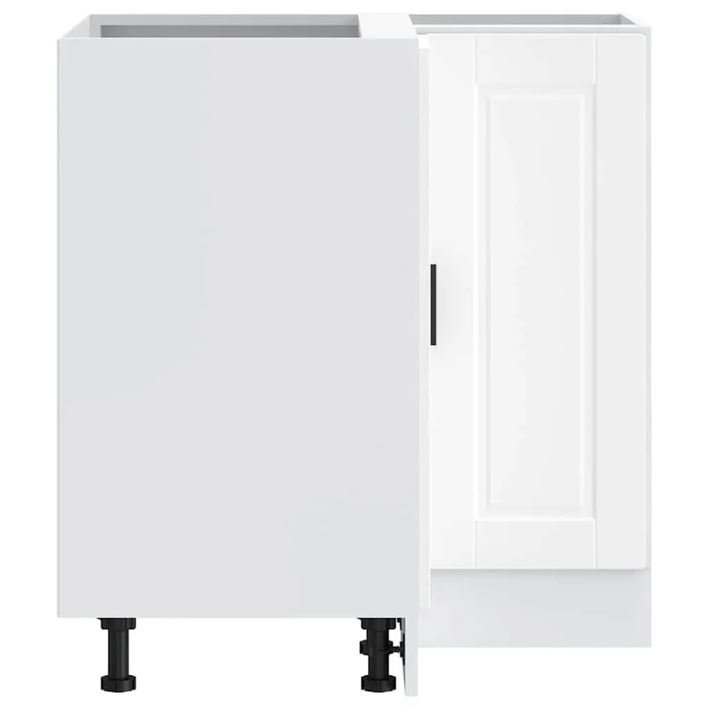 Kitchen Corner Base Cabinet White Engineered Wood Storage Cupboard Organizer