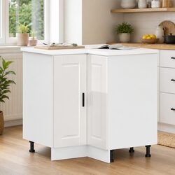 Versatile White High Gloss Kitchen Corner Cabinet for Storage