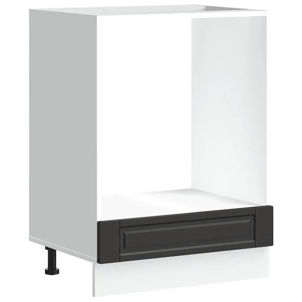Kitchen Oven Cabinet Black Engineered Wood Storage Unit Compact Space-Saving