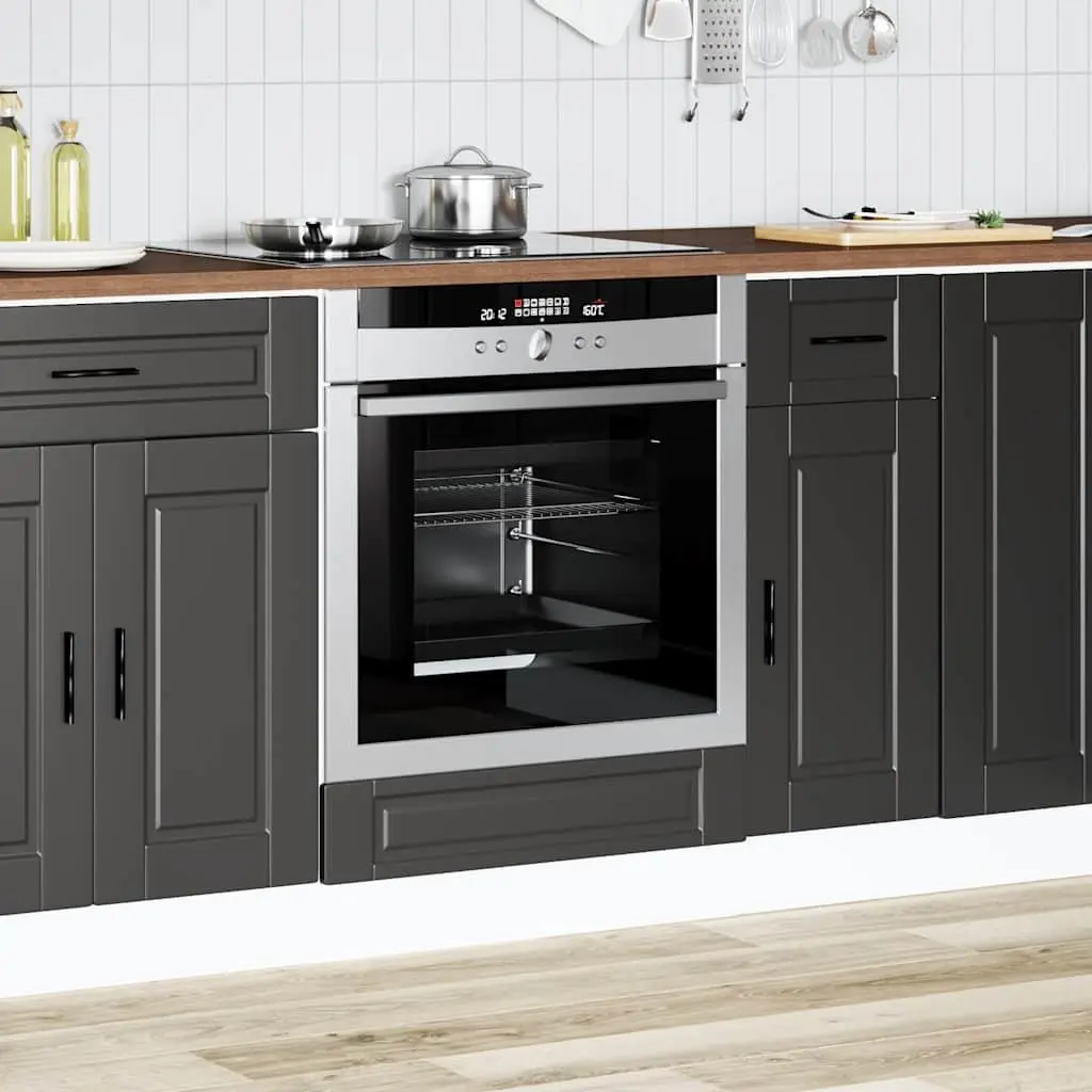 Kitchen Oven Cabinet Black Engineered Wood Storage Unit Compact Space-Saving