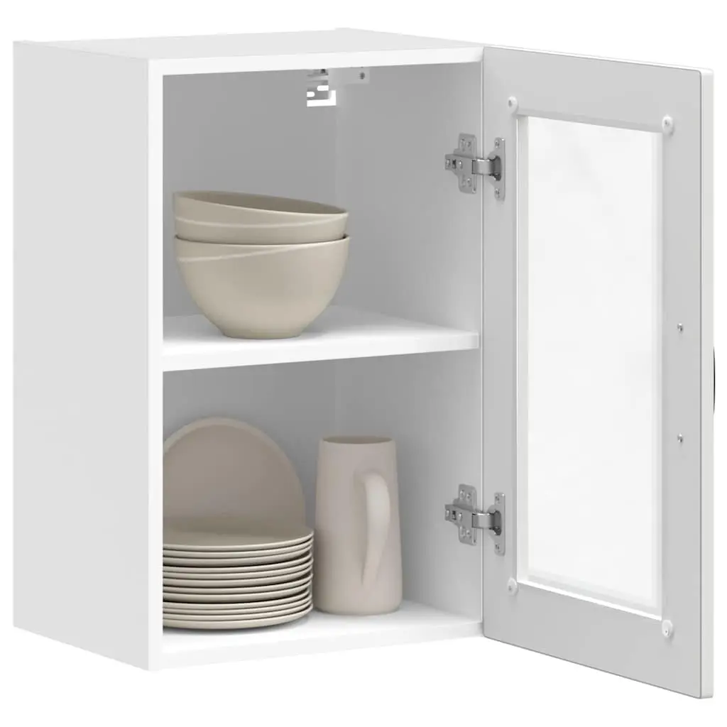 Kitchen Cabinet Engineered Wood Wall-Mounted Glass Door White Storage Unit