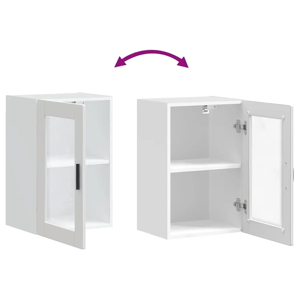 Kitchen Cabinet Engineered Wood Wall-Mounted Glass Door White Storage Unit