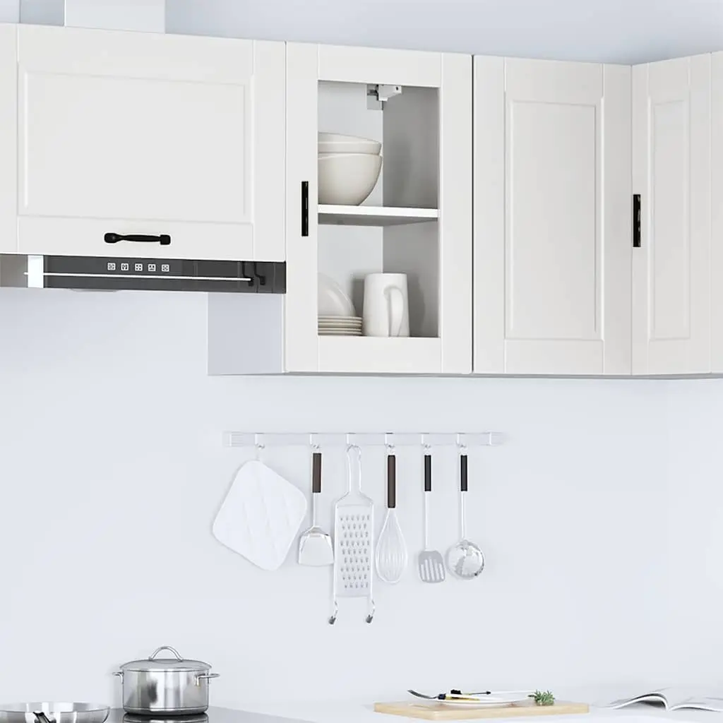Kitchen Cabinet Engineered Wood Wall-Mounted Glass Door White Storage Unit
