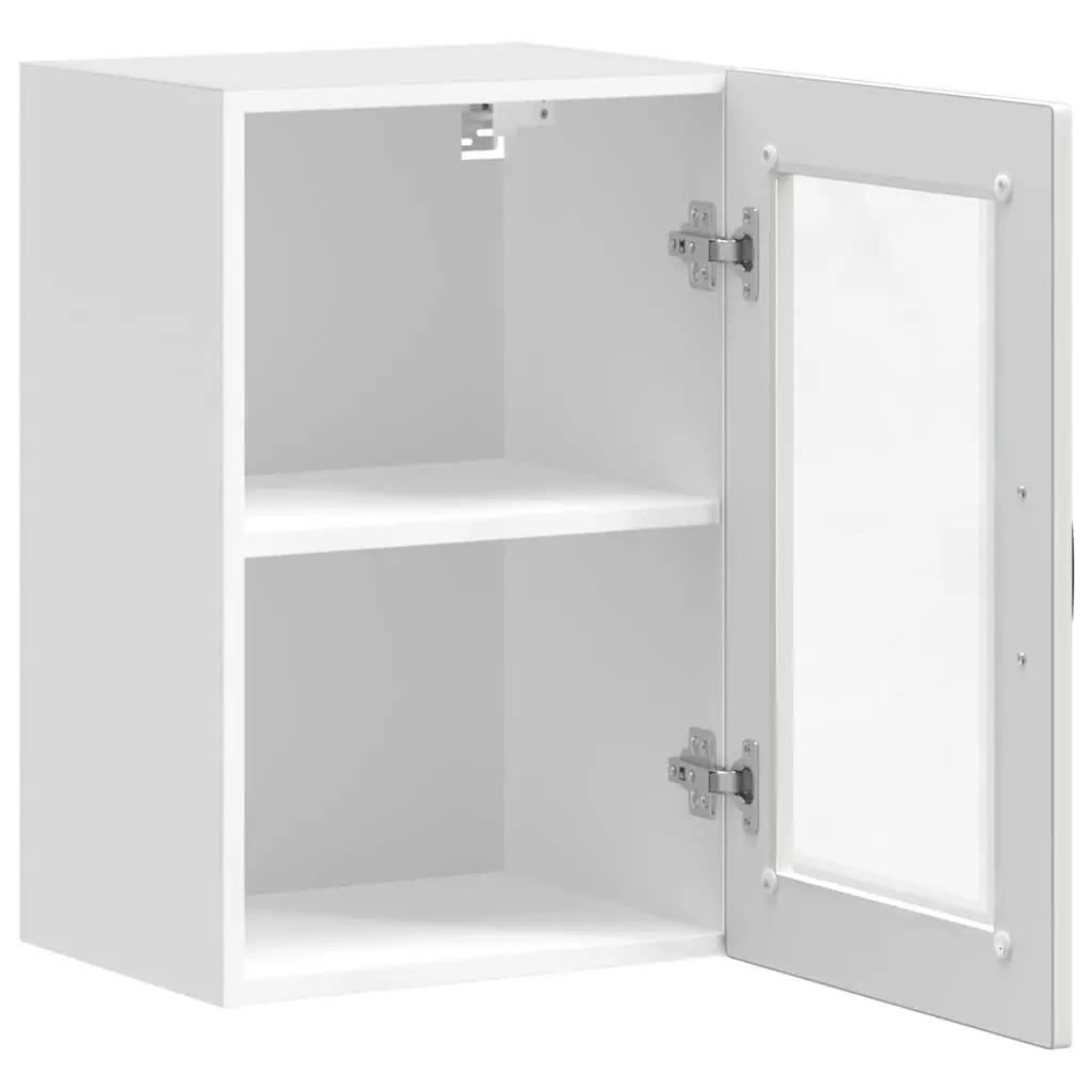 Kitchen Cabinet Engineered Wood Wall-Mounted Glass Door White Storage Unit