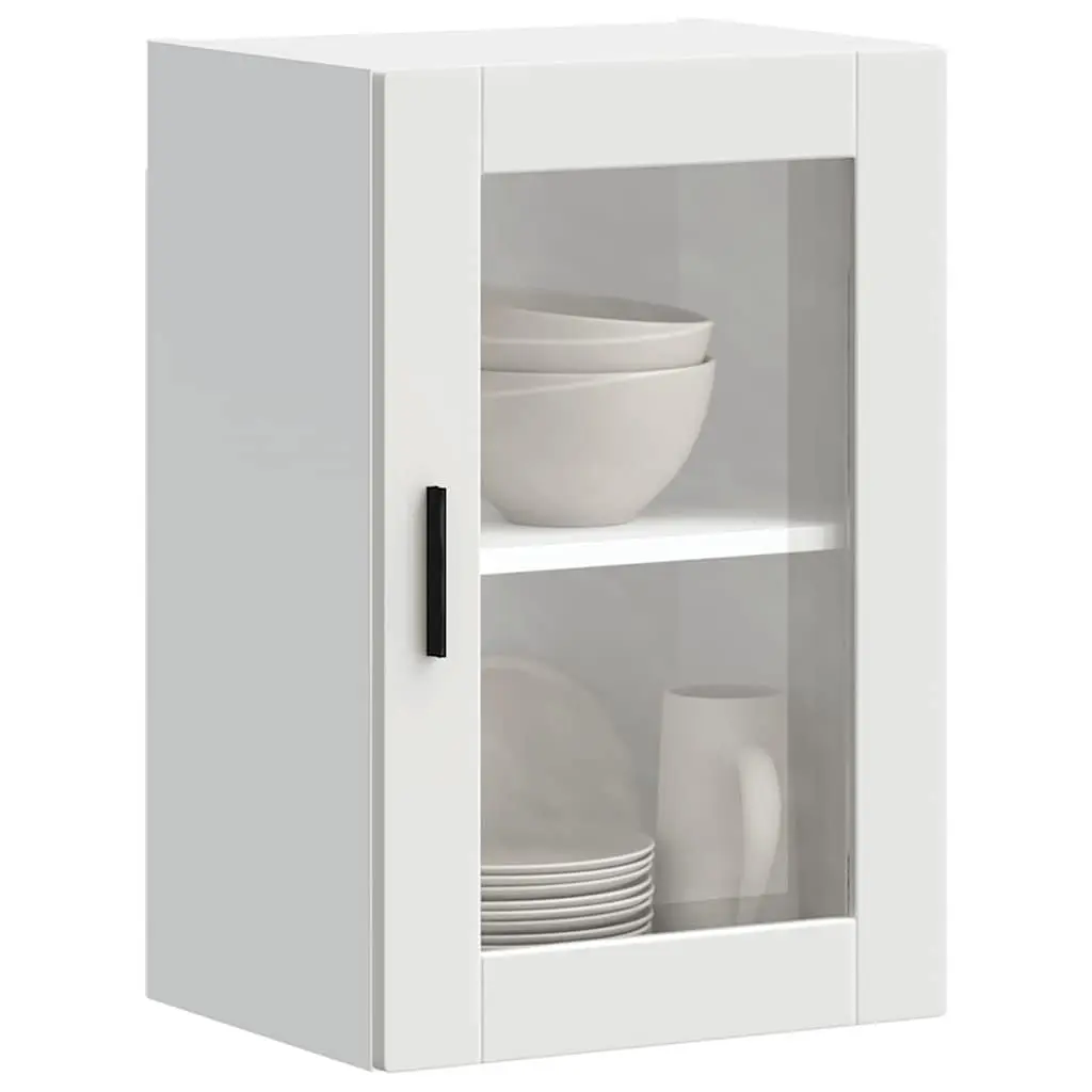Kitchen Cabinet Engineered Wood Wall-Mounted Glass Door White Storage Unit