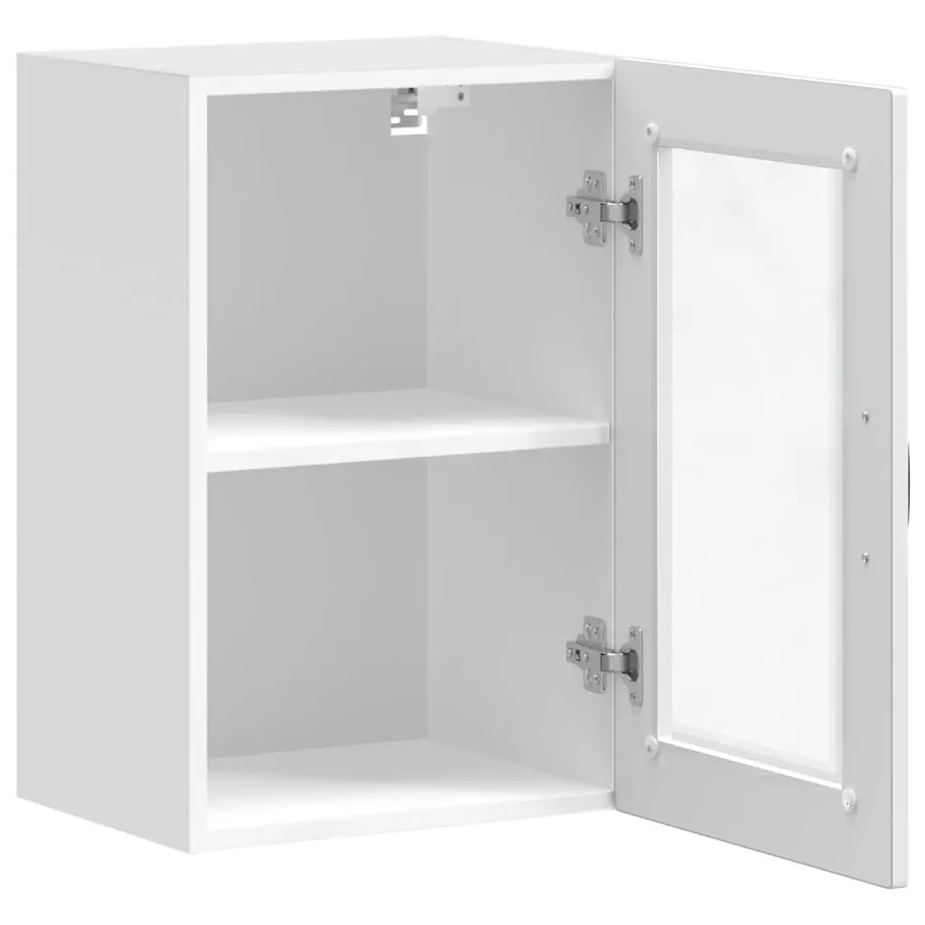 Kitchen Wall Cabinet Engineered Wood White High Gloss Glass Door Mounted Storage