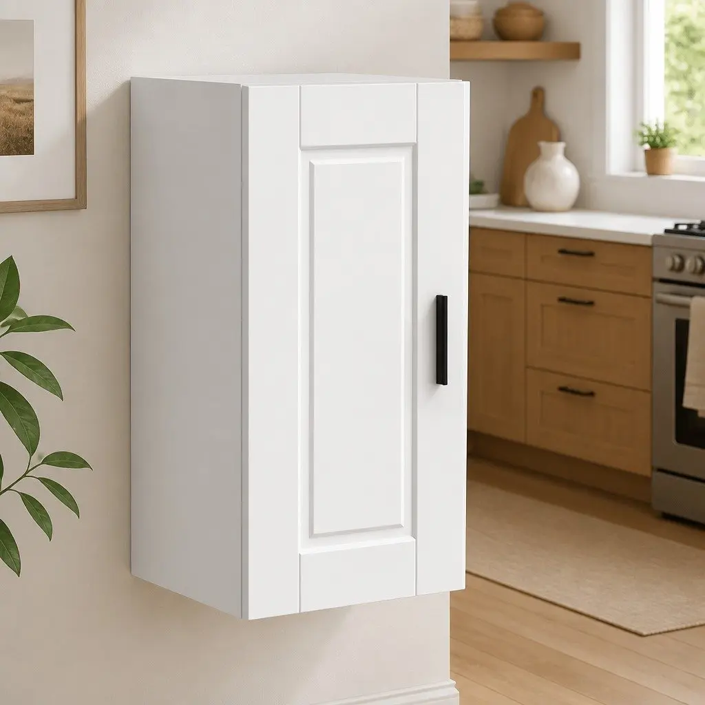 Wall Cabinet Engineered Wood White Mounted Storage Organizer