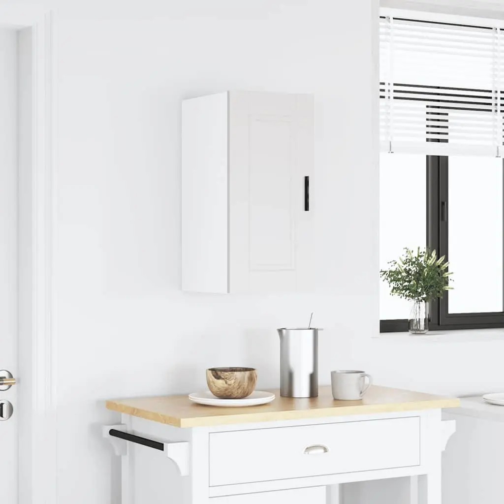 Wall Cabinet Engineered Wood White Mounted Storage Organizer