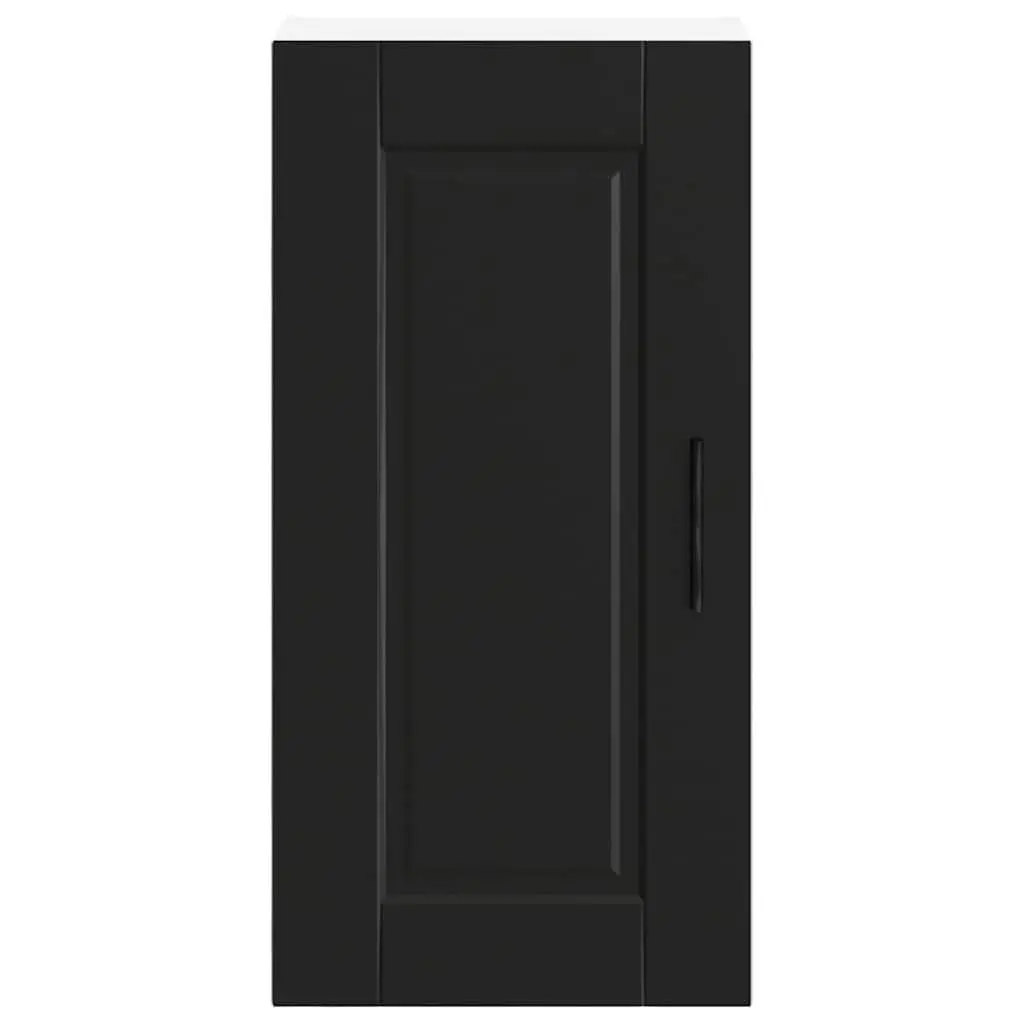 Wall Mounted Cabinet Engineered Wood Black Storage Unit Organizer for Kitchen