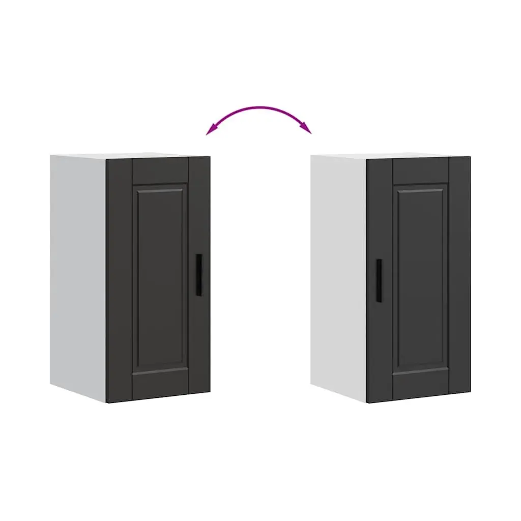 Wall Mounted Cabinet Engineered Wood Black Storage Unit Organizer for Kitchen