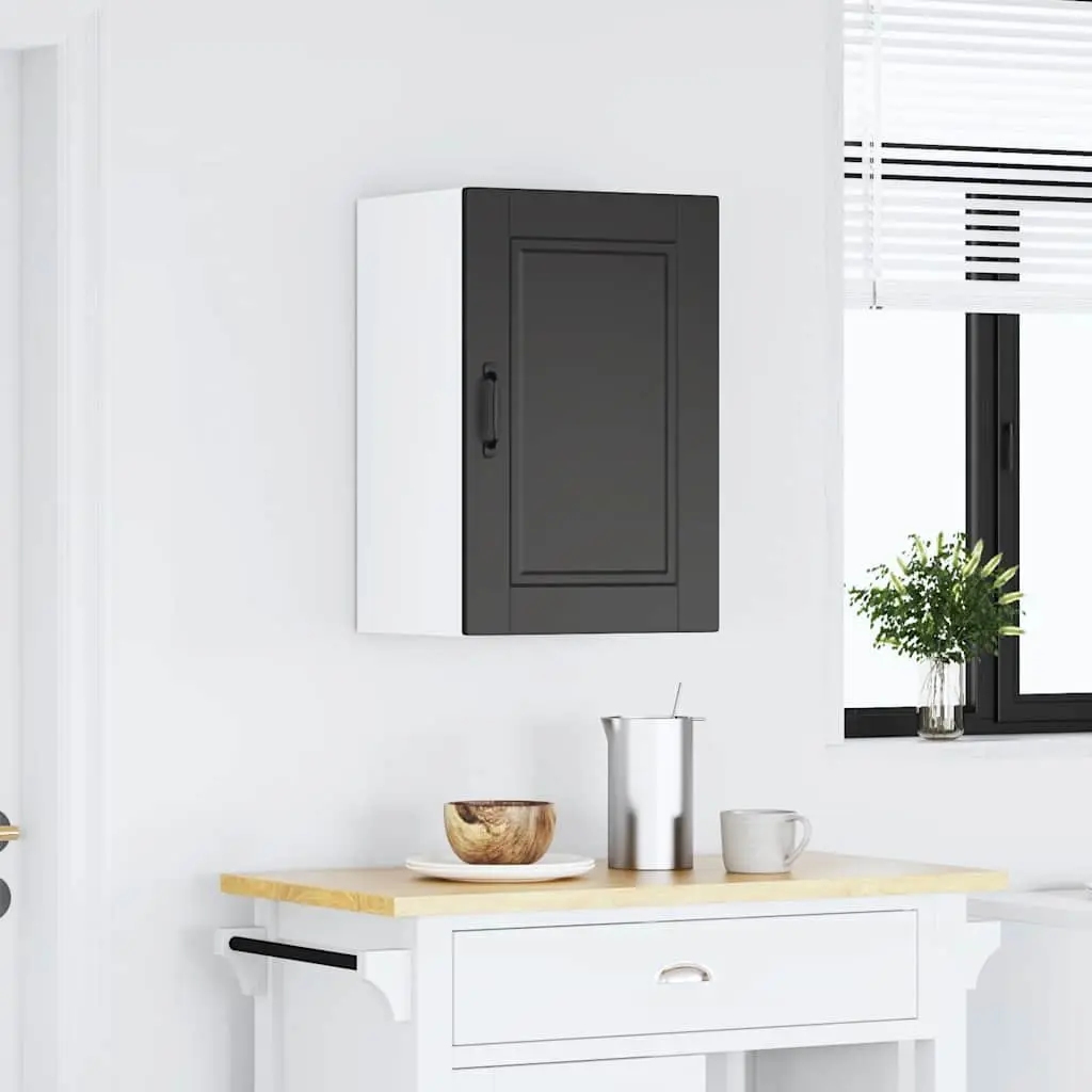 Wall Mounted Cabinet Engineered Wood Black Storage Organizer