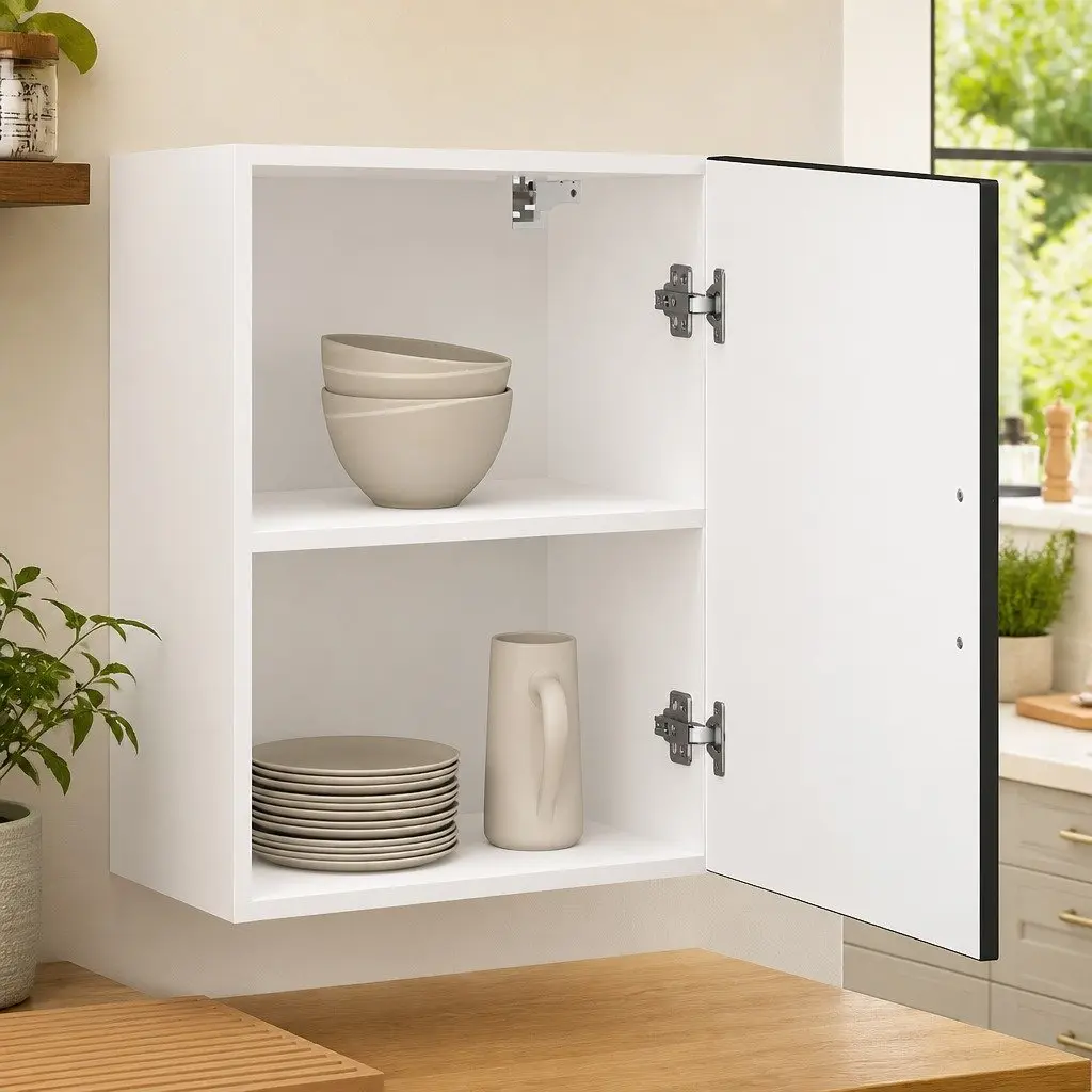 Wall-mounted Kitchen Storage Cabinet with Door Engineered Wood White