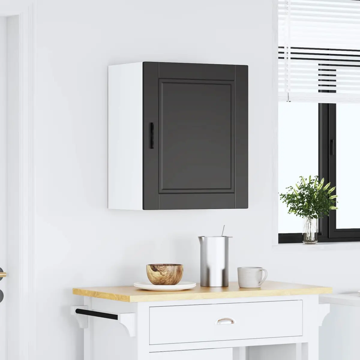 Wall-mounted Kitchen Storage Cabinet with Door Engineered Wood White