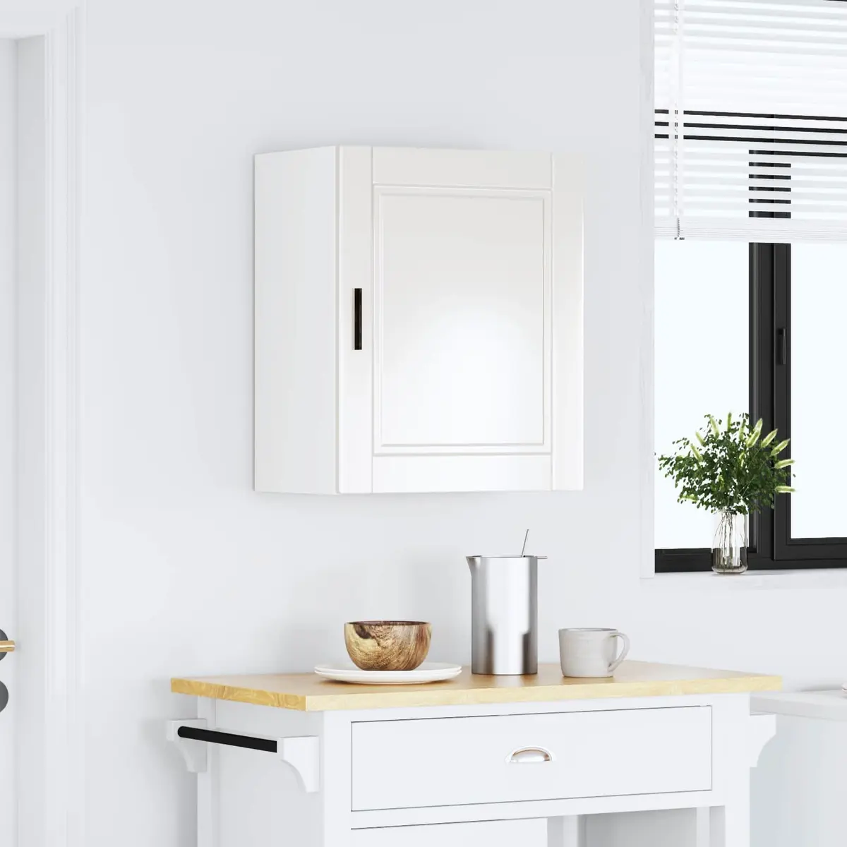Kitchen Cabinet Engineered Wood Grey High Gloss Wall-Mounted