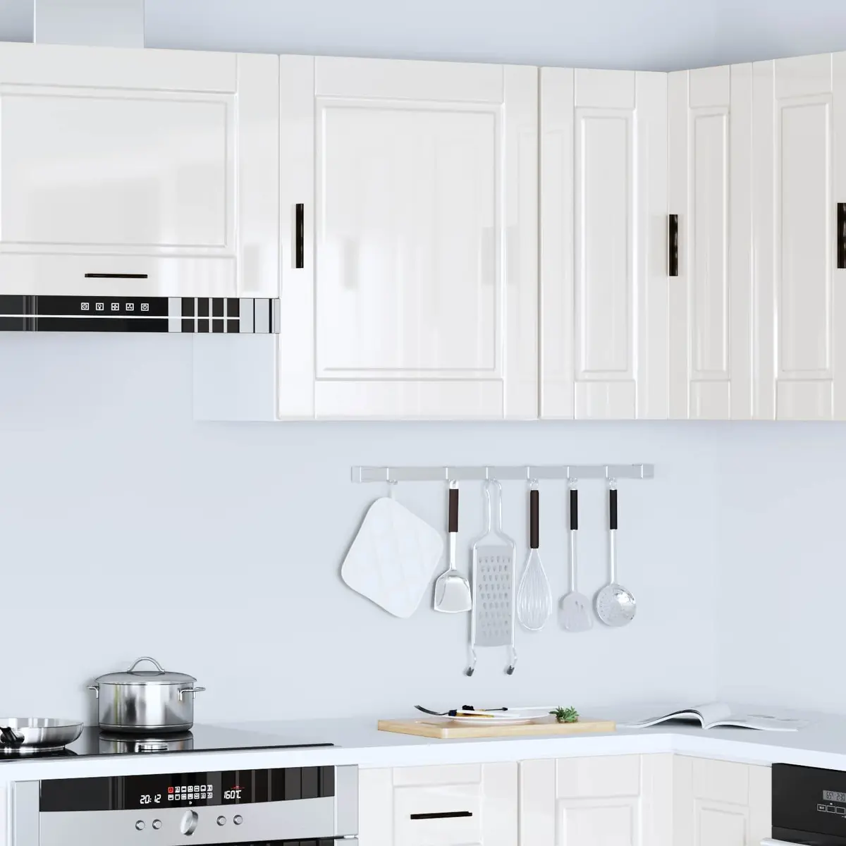 Kitchen Cabinet Engineered Wood Grey High Gloss Wall-Mounted