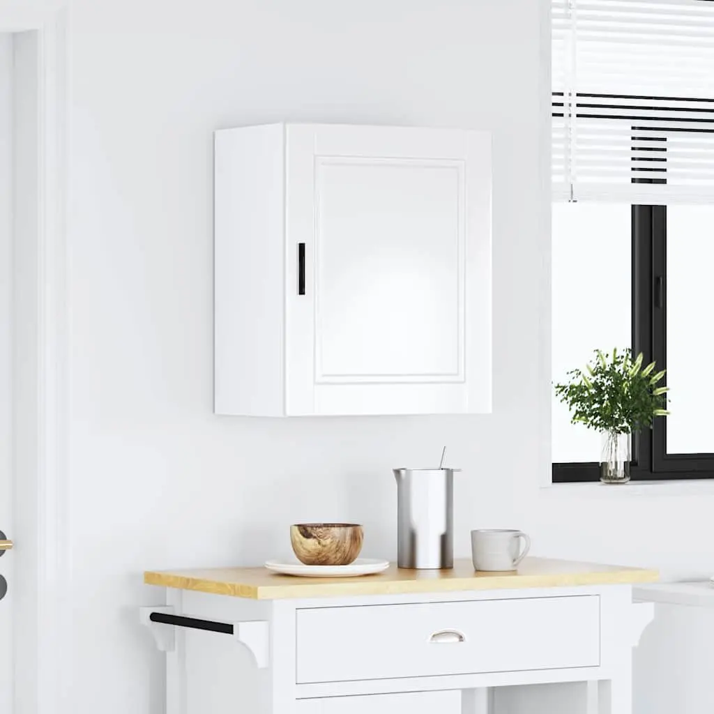 Kitchen Cabinet Engineered Wood Grey High Gloss Wall-Mounted