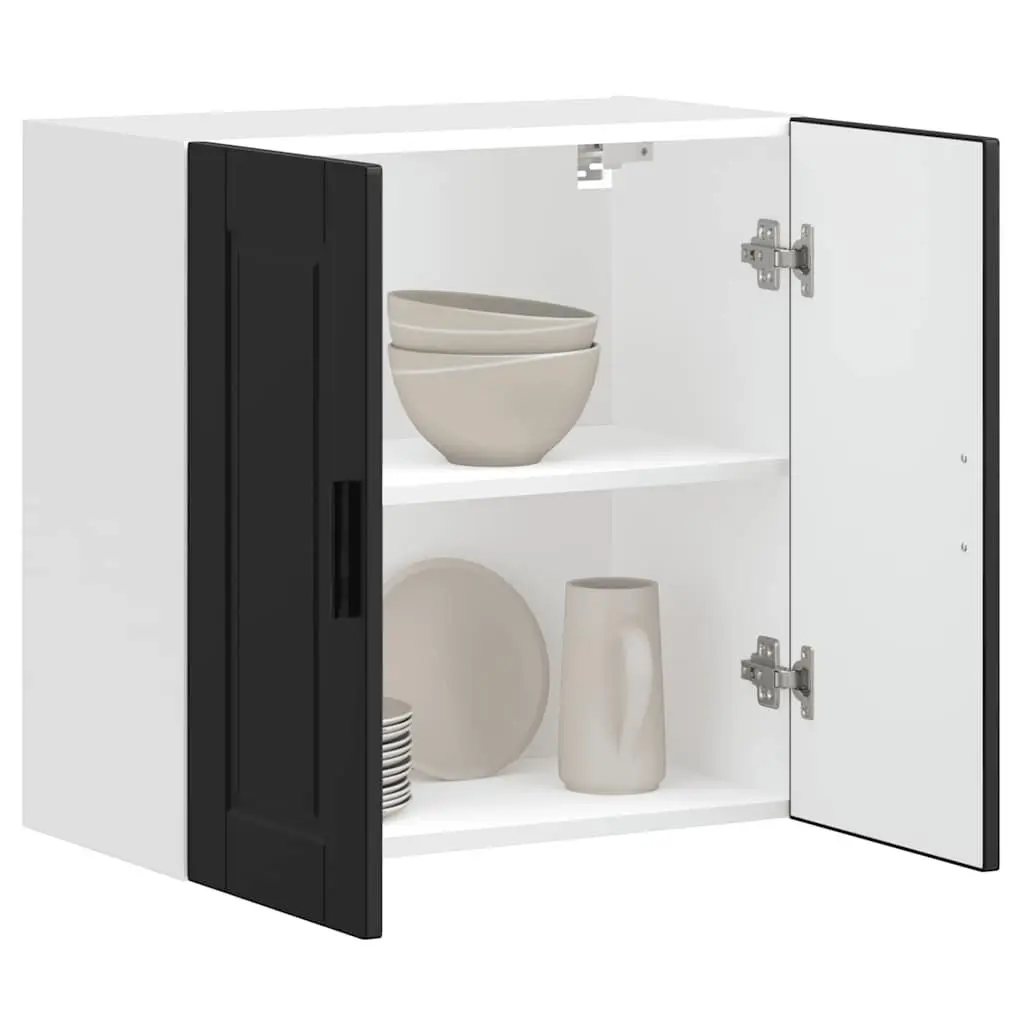 Kitchen Cabinet Engineered Wood Wall-Mounted Black Storage Organizer with Door