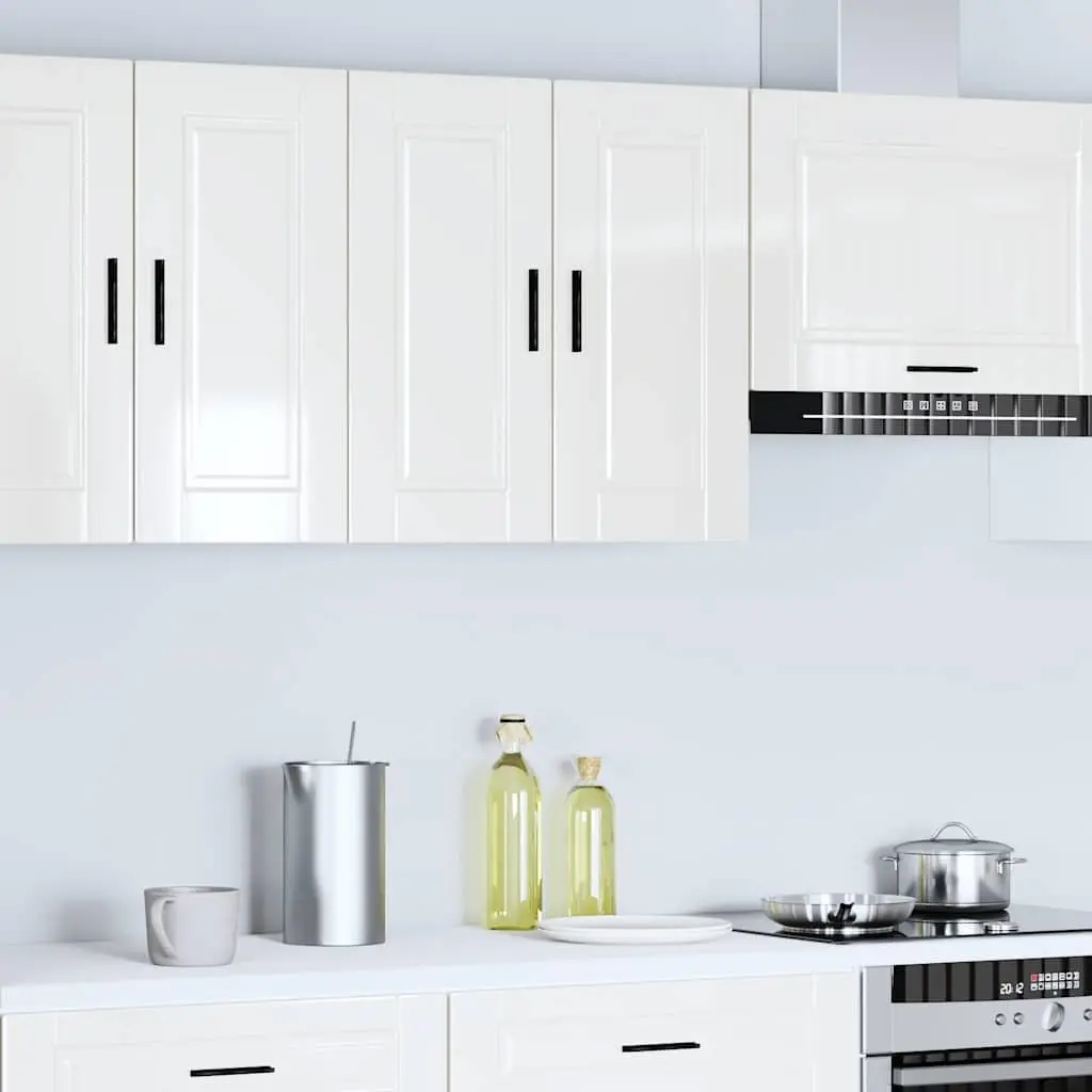 Kitchen Wall Cabinet White High Gloss Engineered Wood Storage Cupboard Door