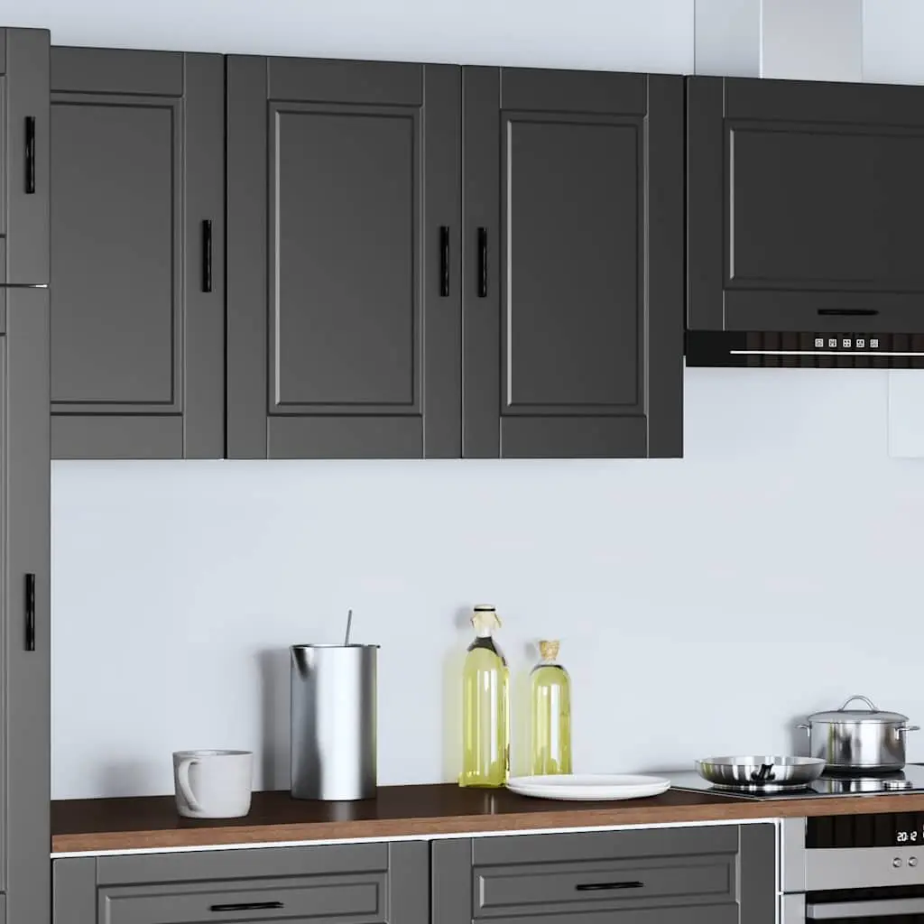 Kitchen Cabinet Engineered Wood Black Wall Storage Cupboard
